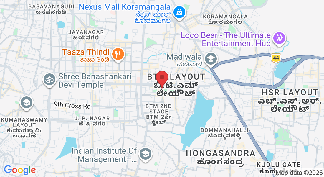 Novo Spaces Building, 282, 7th Main Rd, Kuvempu Nagar, BTM Layout 2nd Stage, BTM Layout, Rashtrakavi, Bengaluru, Karnataka 560076, India