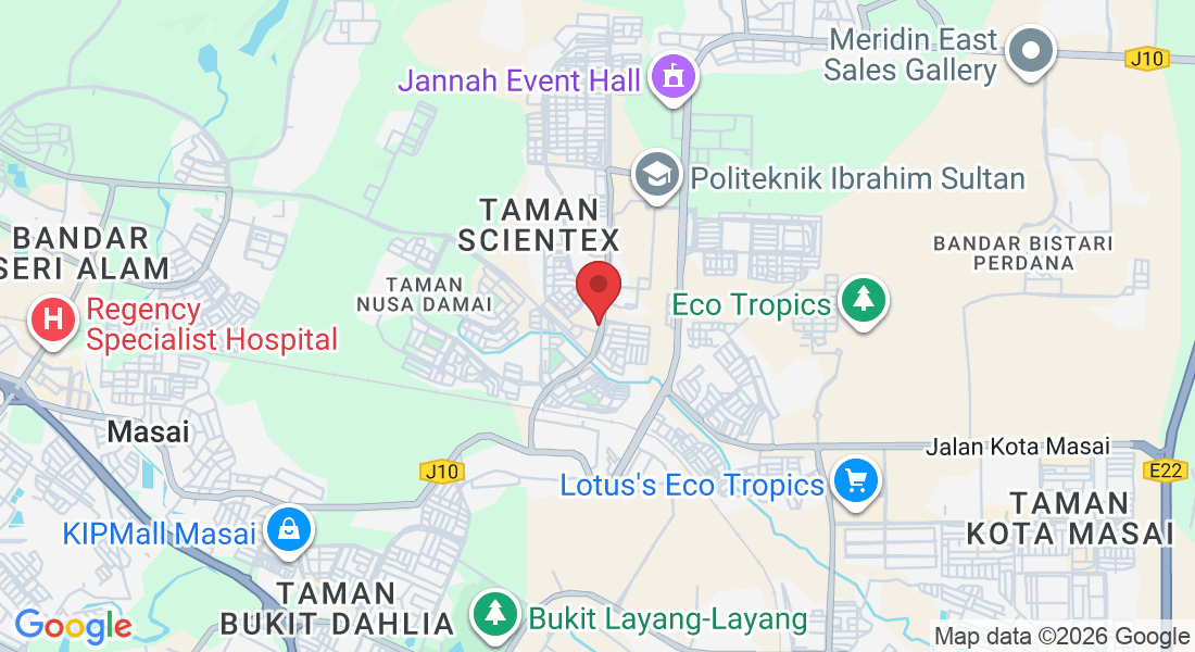 36B, Jln Belatuk 3, Taman Scientex, 81700 Pasir Gudang, Johor Darul Ta'zim, Malaysia