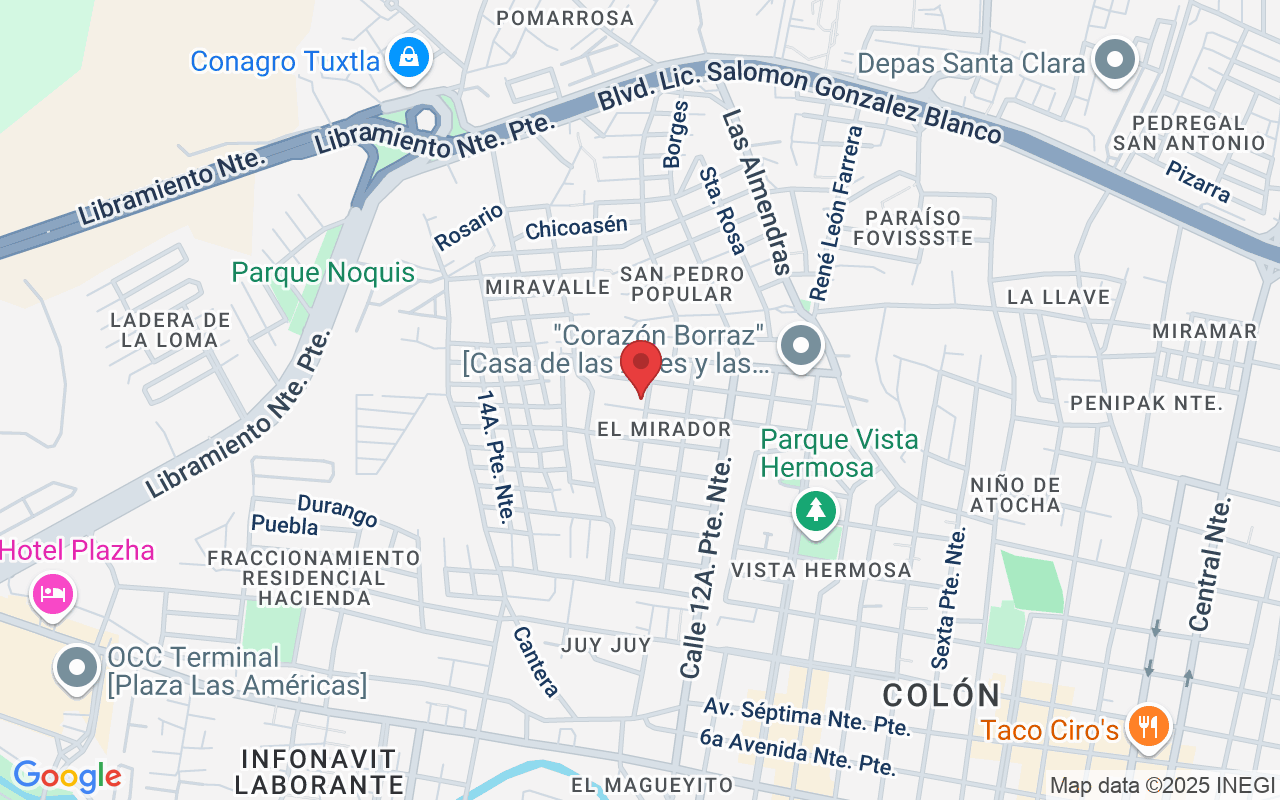 14 Poniente 1525, El Mirador, 29030 Tuxtla Gutiérrez, Chis., México