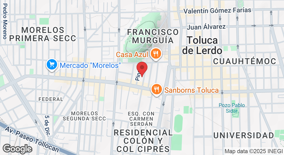 Carmen Serdán 120, Residencial Colón y Col Ciprés, 50120 Toluca de Lerdo, Méx., México