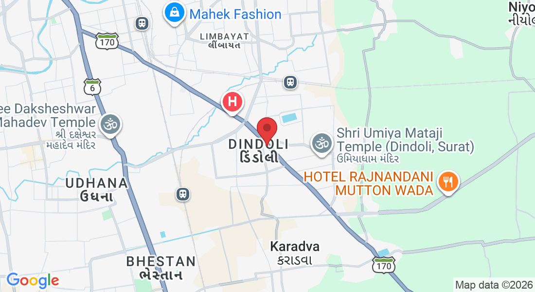 C2, Mark point, Kharvasa - Dindoli Rd, near Sbi Bank, Sai Shiv Shakti Society, Dindoli, Surat, Gujarat 394210, India