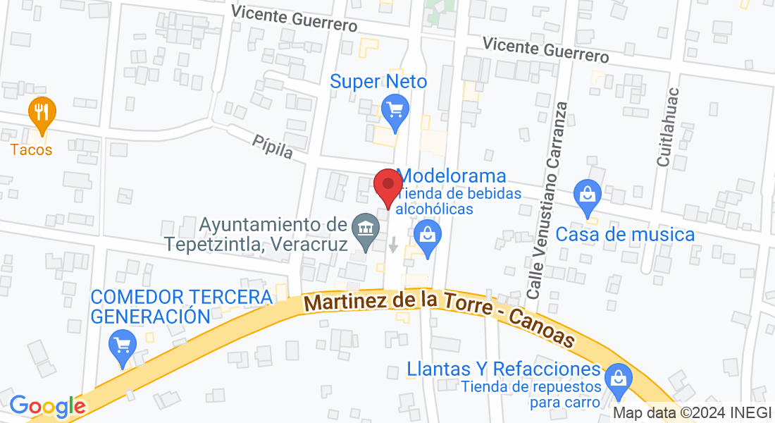 calle morelos s/n esquina con pipila frente a, laboratorio "jenner, 92530 Tepetzintla, Ver., México