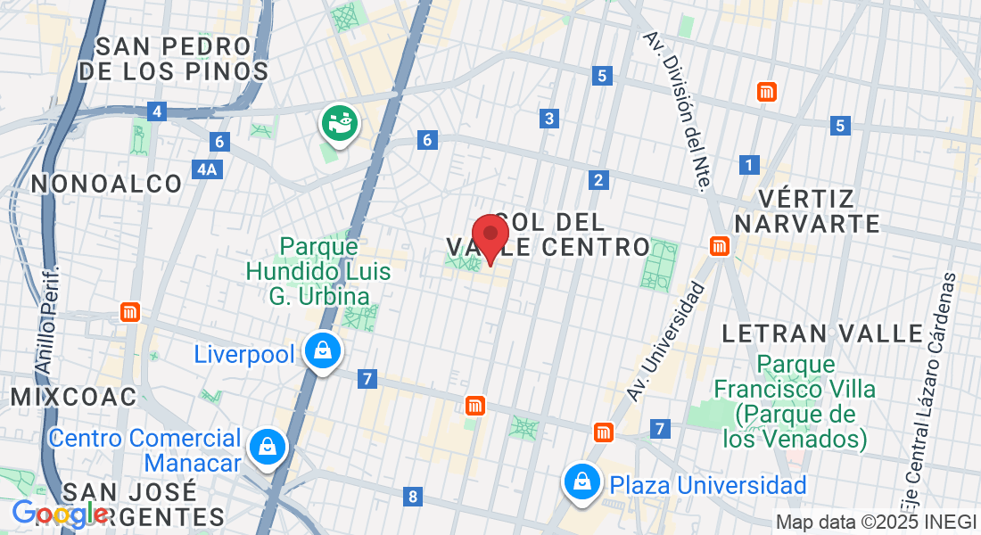 Dr. Roberto Gayol 1219, Col del Valle Centro, Benito Juárez, 03100 Ciudad de México, CDMX, México