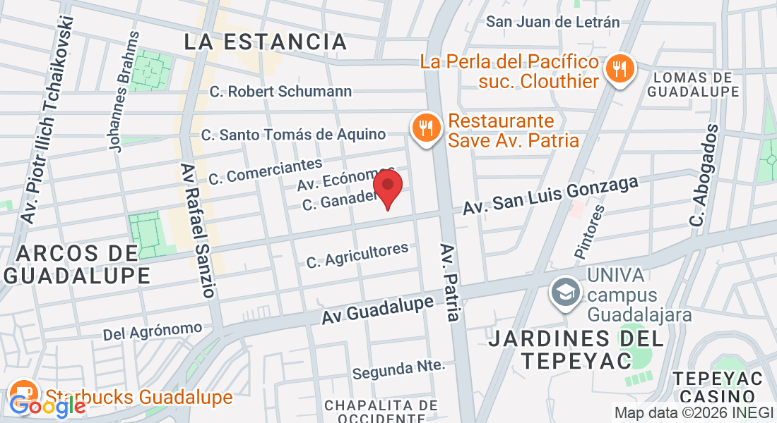 Av. San Luis Gonzaga 5094 Col, Jardines de Guadalupe, 45030 Zapopan, Jal., México