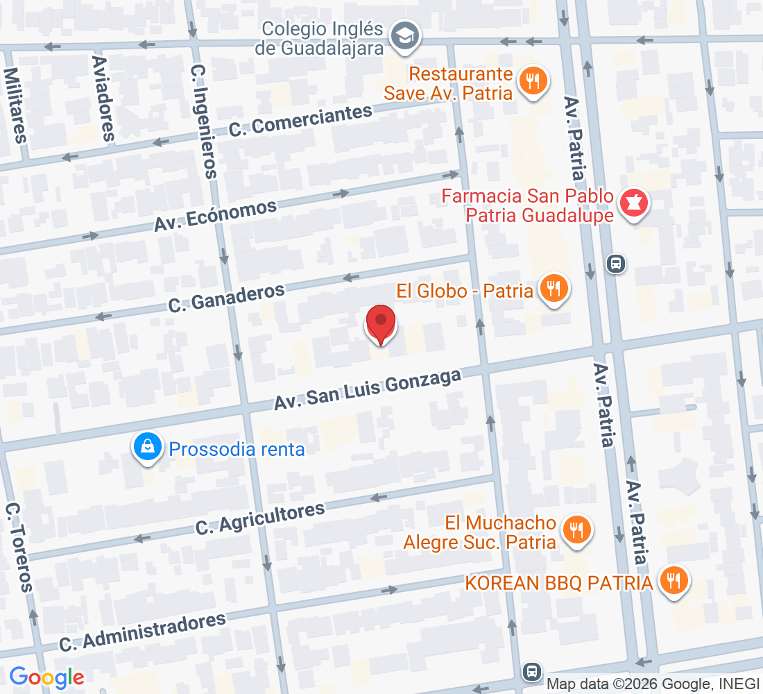 Av. San Luis Gonzaga 5094 Col, Jardines de Guadalupe, 45030 Zapopan, Jal., México