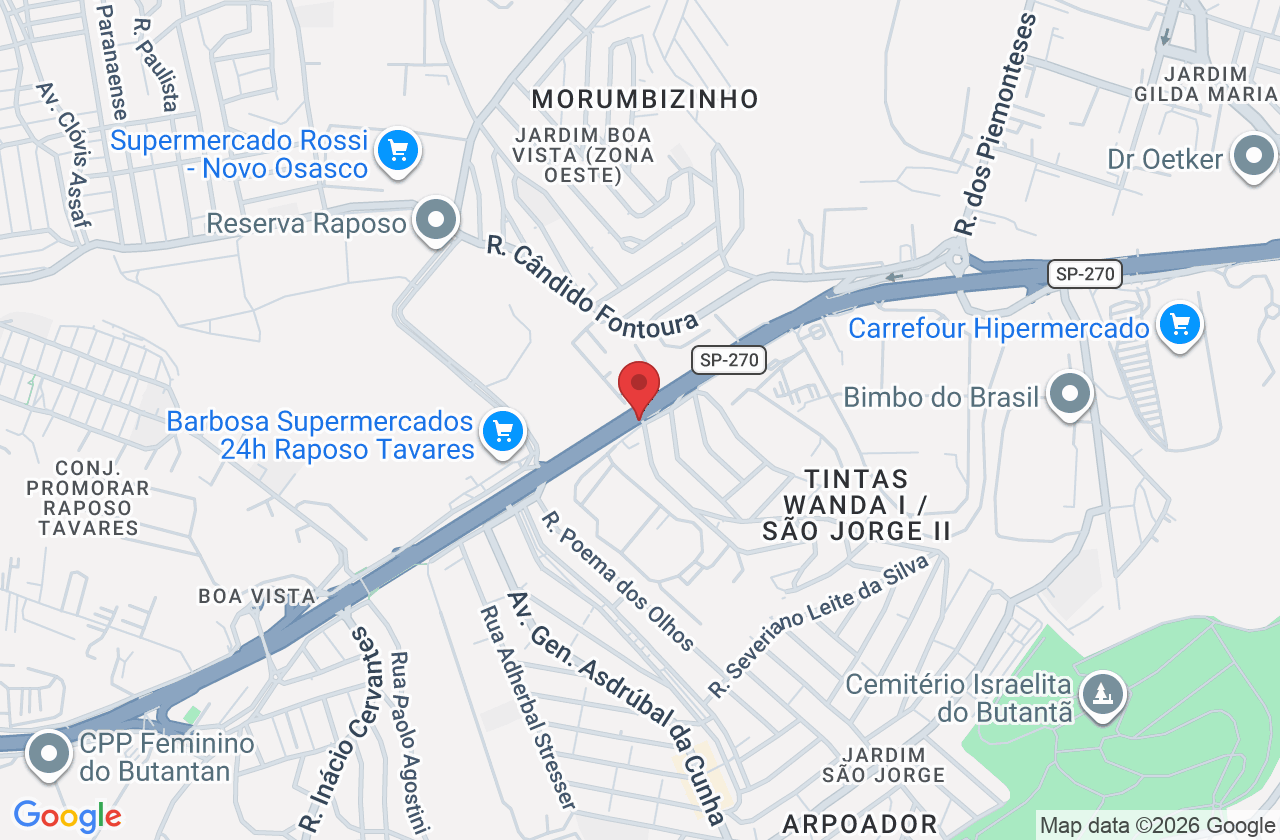Sentido SP - Rod. Raposo Tavares, 8.311 - km 18.5 -Loja 99 - Jardim Arpoador, São Paulo - SP, 05577-200, Brasil