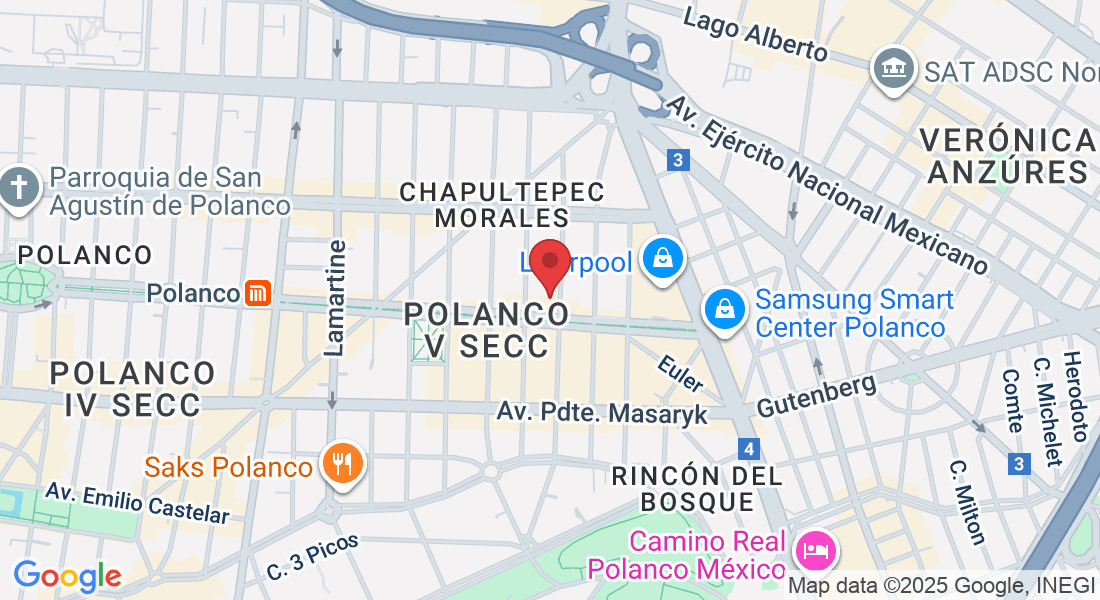 Calle Hipólito Taine 249, Chapultepec Morales, Polanco V Secc, Miguel Hidalgo, 11560 Ciudad de México, CDMX, México