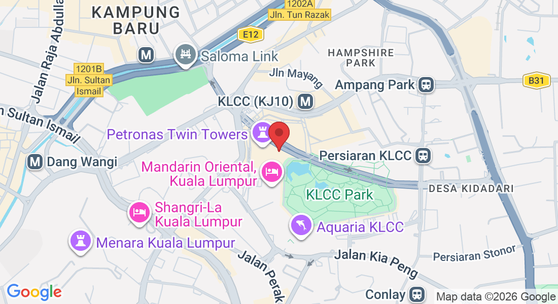 Lot No. 241, Level 2Menara, Menara Berkembar Petronas, Kuala Lumpur City Centre, 50088 Kuala Lumpur, Wilayah Persekutuan Kuala Lumpur, Malaysia