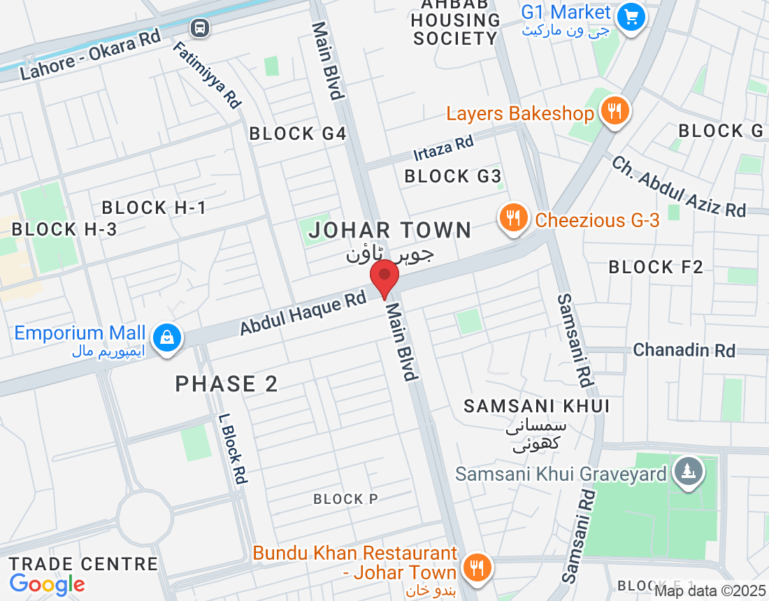 51L, Chock, Main Khokhar St, Phase 2 Johar Town, Lahore, 54000, Pakistan