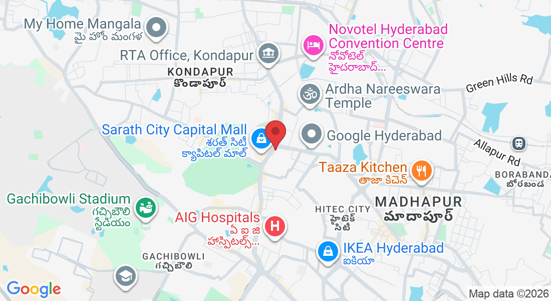X Road, Gachibowli - Miyapur Rd, Kondapur, Laxmi Cyber City, Whitefields, HITEC City, Kothaguda, Hyderabad, Telangana 500084, India
