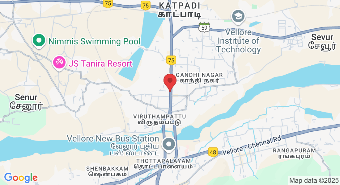 Katpadi - Vellore Rd, Suthanthira Ponvizha Nagar, Bharathi Nagar, Gandhi Nagar, Vellore, Tamil Nadu 632006, India