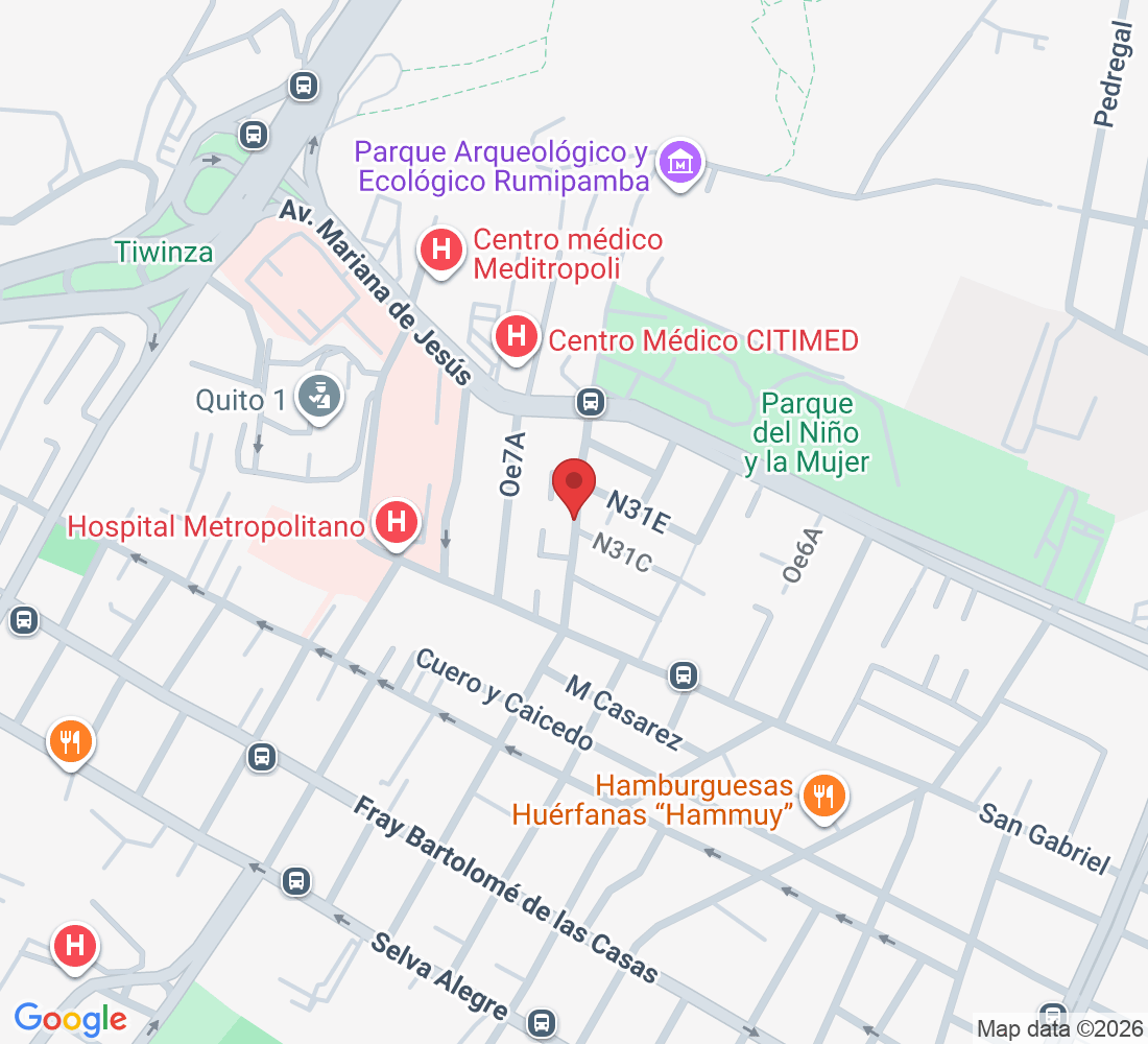 Mariana de Jesús Oe7-02 y Nuño de Valderrama Edificio Citimed, Consultorio 231, Piso 2, 170521 Quito, Ecuador