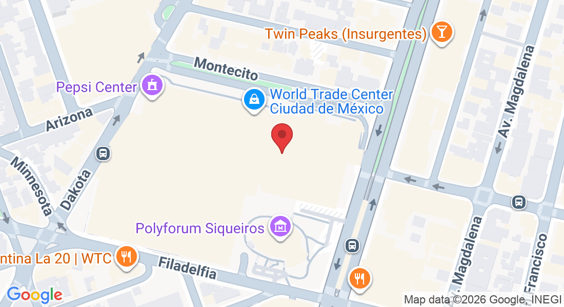 World Trade Center Cdad. de México, Montecito 38-Piso 2, Local 7, Nápoles, Benito Juárez, 03810 Ciudad de México, CDMX, México