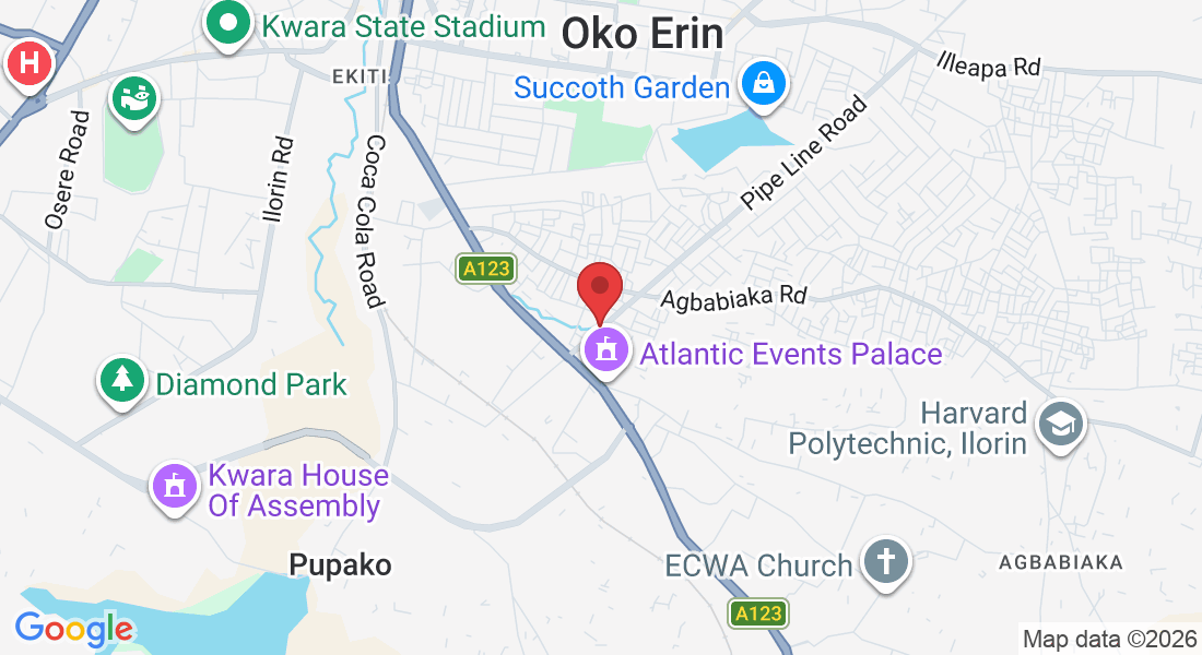 FH6H+FJC, Pipe Line Road, Oko Erin 240101, Kwara, Nigeria