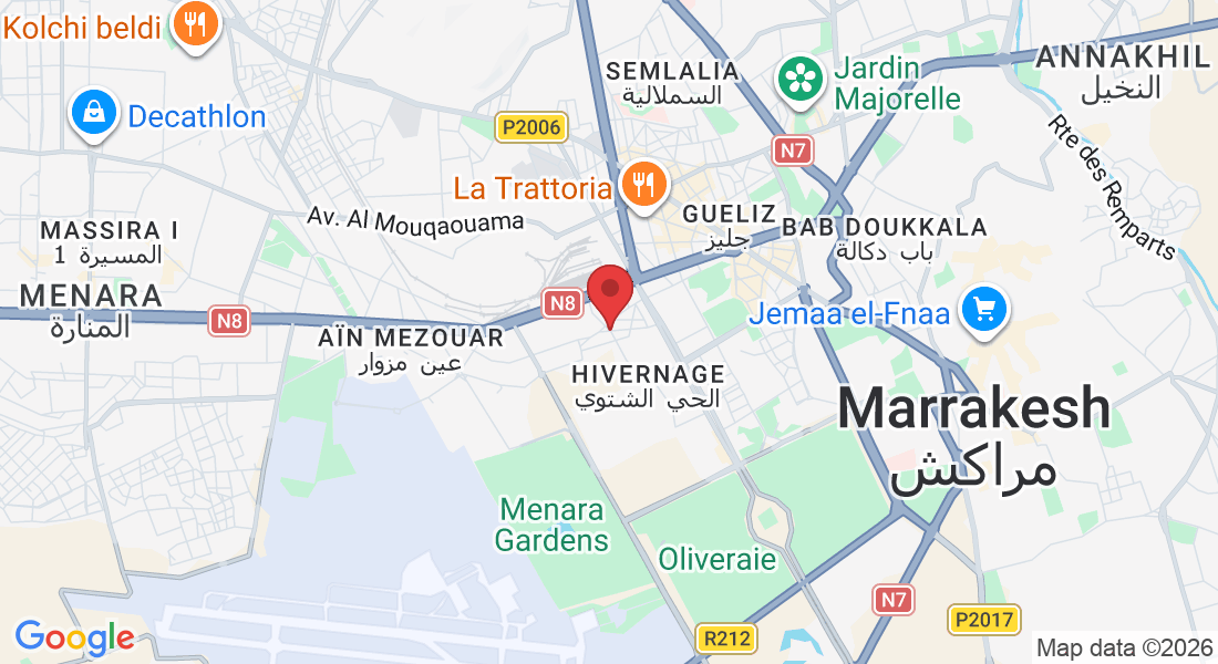 Résidence Les Orangers II 2 eme étage N° 3 intersection Rue Abou Baker Seddiq, Rue el Adarissa, Marrakech 40000, Morocco