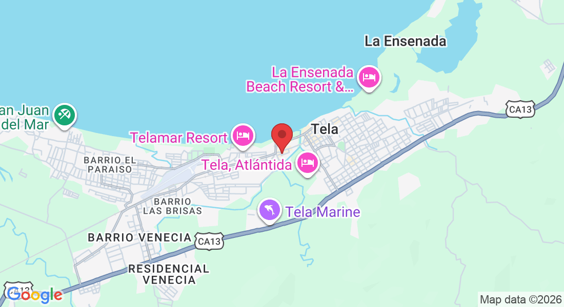 Barrio La Isla, Zona Viva, contiguo al parquecito a La Madre, 31301 Tela, Atlántida, Honduras