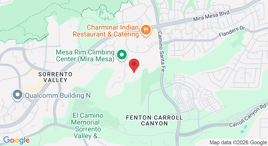 Take the driveway on the left of the buildings with the blue awnings, 10054 Mesa Ridge Ct STE 120, San Diego, CA 92121, USA