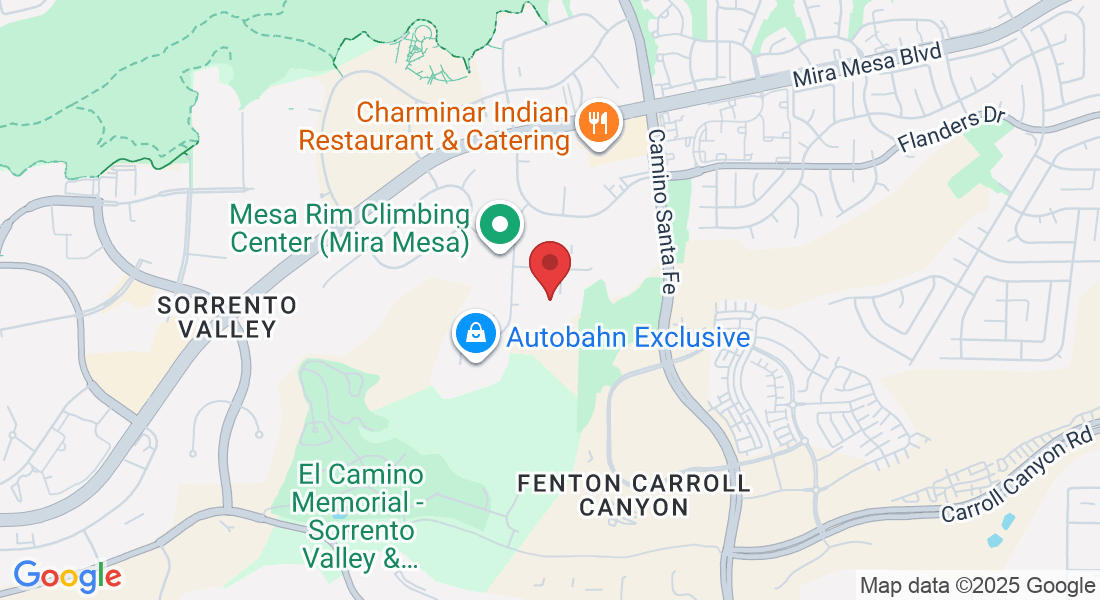 Take the driveway on the left of the buildings with the blue awnings, 10054 Mesa Ridge Ct STE 120, San Diego, CA 92121, USA