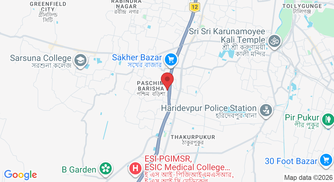 Diamond Harbour Road , Kolkata - 700008 166, Ganpati Apartment, beside Sakher Bazar Metro Station, Udayan Pally, Paschim Barisha, Kolkata, West Bengal 700008, India