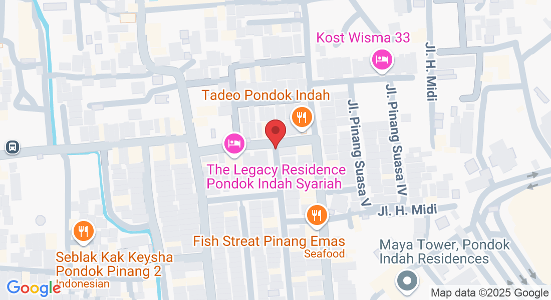 Jl. Pinang Emas III No.7, RT.8/RW.3, Pd. Pinang, Kec. Kby. Lama, Kota Jakarta Selatan, Daerah Khusus Ibukota Jakarta 12310, Indonesia