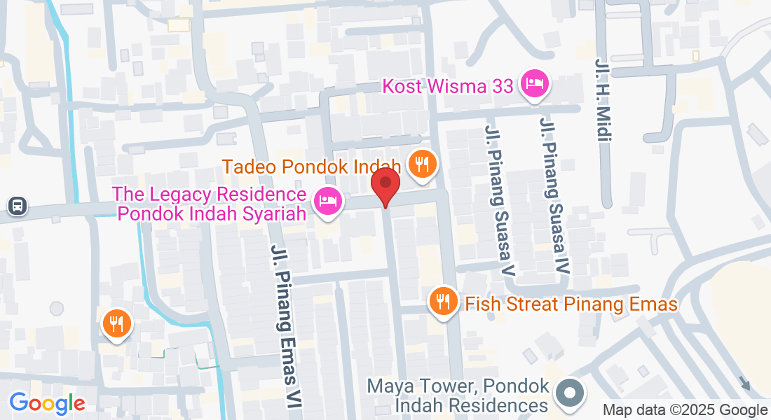 Jl. Pinang Emas III No.7, RT.8/RW.3, Pd. Pinang, Kec. Kby. Lama, Kota Jakarta Selatan, Daerah Khusus Ibukota Jakarta 12310, Indonesia