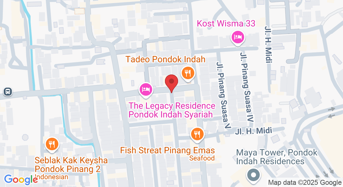 Jl. Pinang Emas III No.7, RT.8/RW.3, Pd. Pinang, Kec. Kby. Lama, Kota Jakarta Selatan, Daerah Khusus Ibukota Jakarta 12310, Indonesia