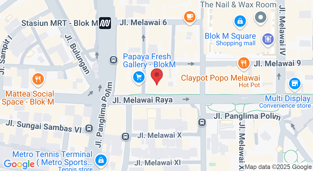 Jl. Melawai Raya No.83-85 3, RT.3/RW.1, Melawai, Kec. Kby. Baru, Kota Jakarta Selatan, Daerah Khusus Ibukota Jakarta 12160, Indonesia