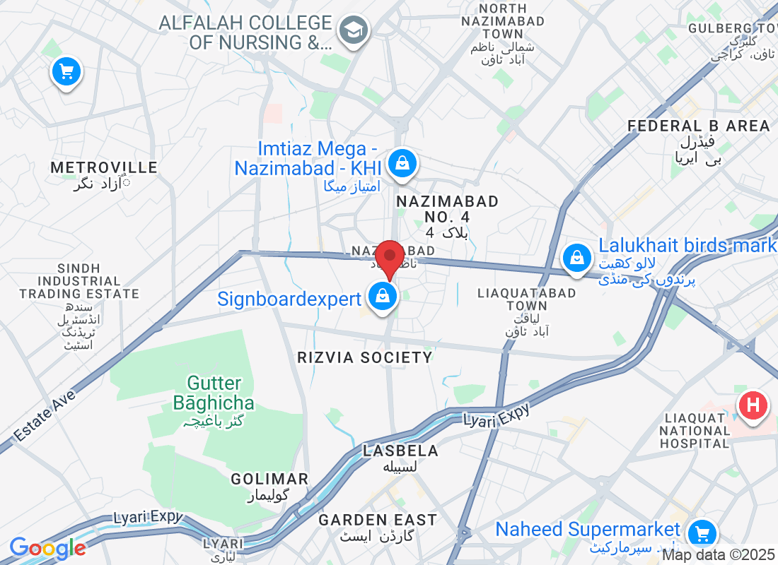 Nawab Siddique Ali Khan Rd, Block 1 Nazimabad, Karachi, 74600, Pakistan