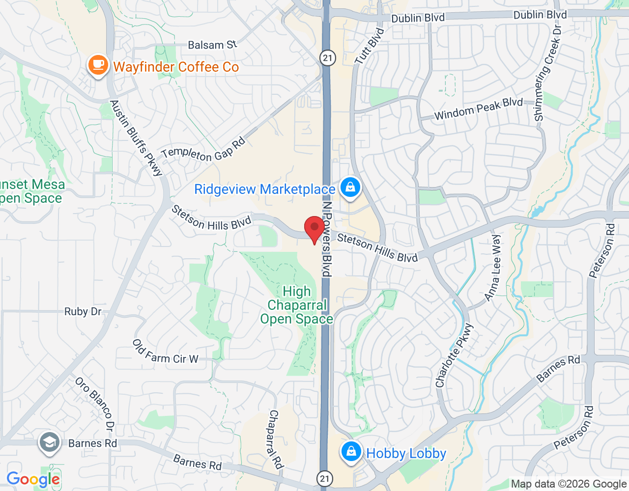 Parking lot, 5799 Stetson Hills Blvd suite 110, Colorado Springs, CO 80917, USA