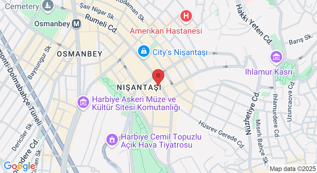 Harbiye, Teşvikiye Cd. No:19 D:13, 34365 Şişli/İstanbul, Türkiye