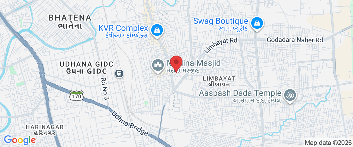 145, Subhash Nagar Gali no 2 B, H, Bank of Baroda, Udhana, Shivaji Nagar, Udhana, Surat, Gujarat 395012, India