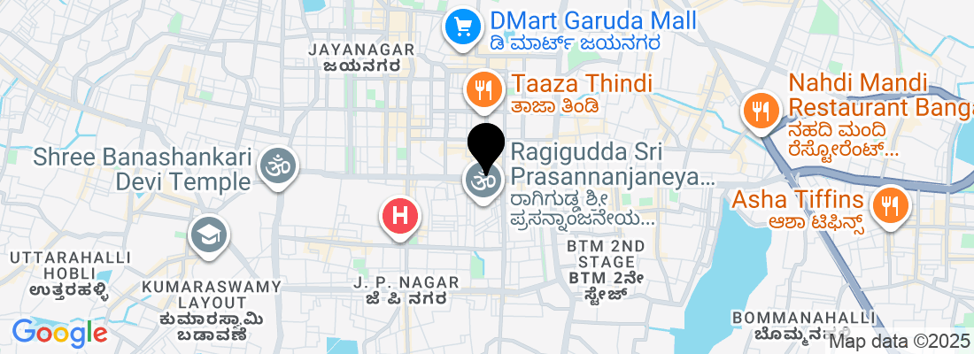 1186, 26th Main Rd, near Metro Pillar RP81, opposite raghavendra upahara hotel, Putlanpalya, Jayanagara 9th Block, Jayanagar, Bengaluru, Karnataka 560069, India
