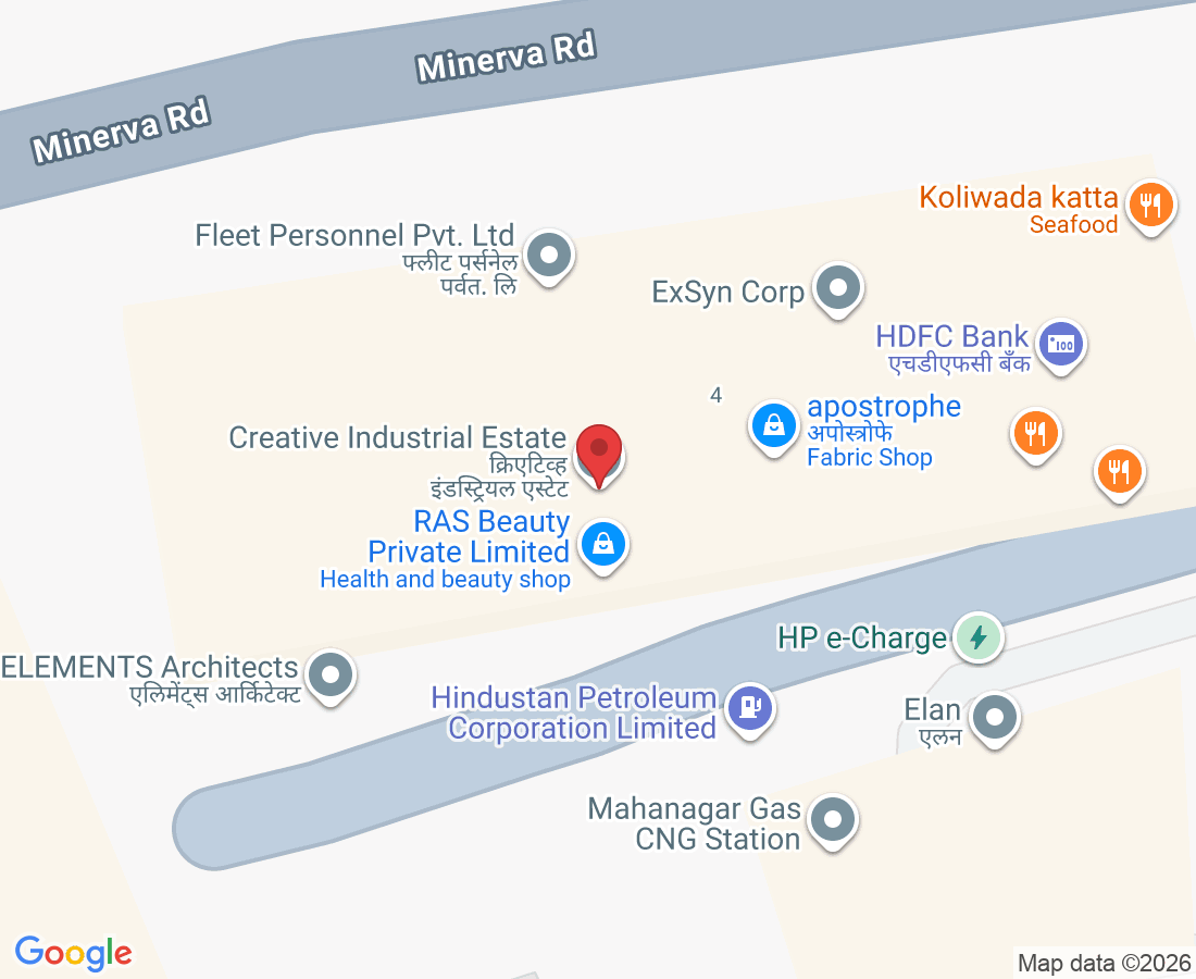 Unit No 115-116, Creative Industrial Estate, NM Joshi Marg, beside H P Petrol Pump, Shastri Nagar, Adarsh Nagar, Lower Parel, Mumbai, Maharashtra 400011, India