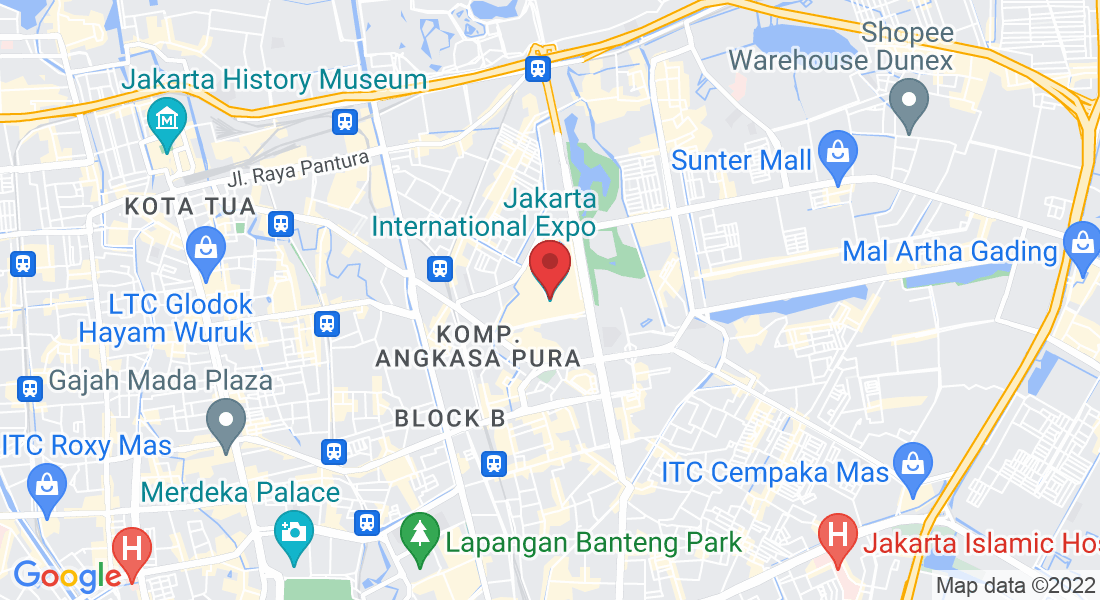 Jalan Haji Benyamin Sueb Arena JIExpo Kemayoran Kelurahan : RW.10 Kecamatan :, Pademangan Tim., Kec. Kemayoran, Kota Jkt Utara, Daerah Khusus Ibukota Jakarta 10620, Indonesia