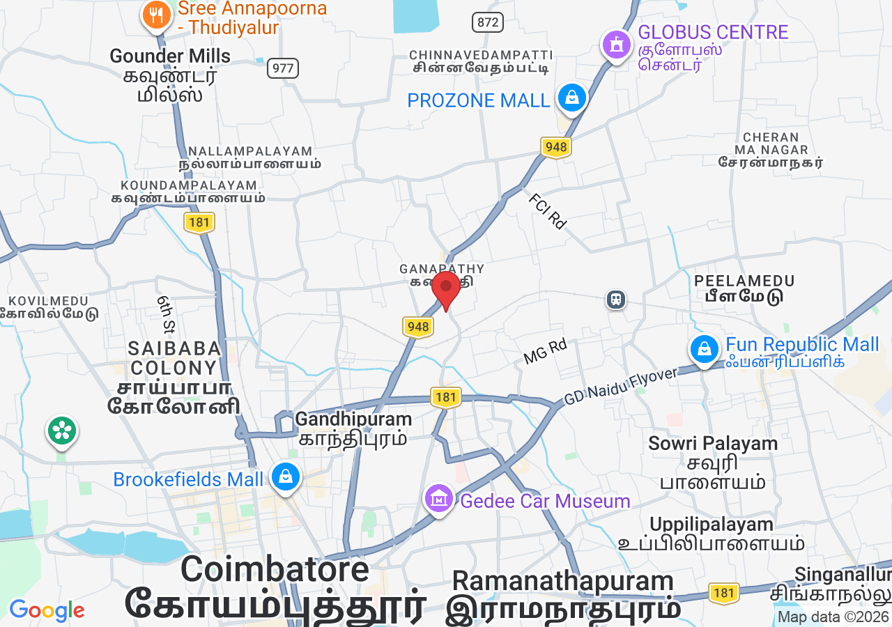 199/1 V R Complex, PN Palayam Rd, Sivasakthi Colony, Ganapathy, Coimbatore, Tamil Nadu 641006, India