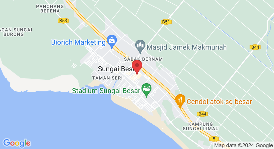PT 1415, NO 30, TINGKAT BAWAH, JALAN SBBC 6 SUNGAI BESAR BUSINESS CENTRE, hadapan Secret Recipe, Sungai Besar, 45300 Sungai Besar, Selangor, Malaysia