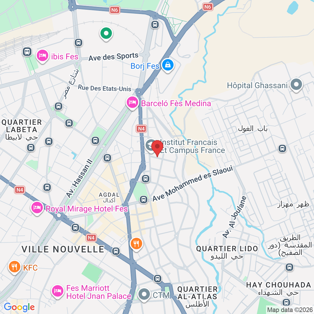 22R3+8Q6، Rue Ahmed El Hiba، Fes 30050, Maroc