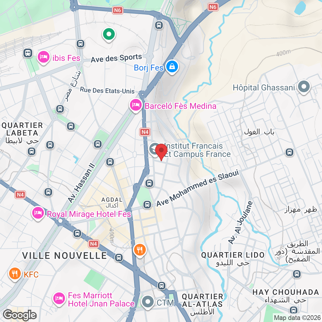 22R3+8Q6، Rue Ahmed El Hiba، Fes 30050, Maroc