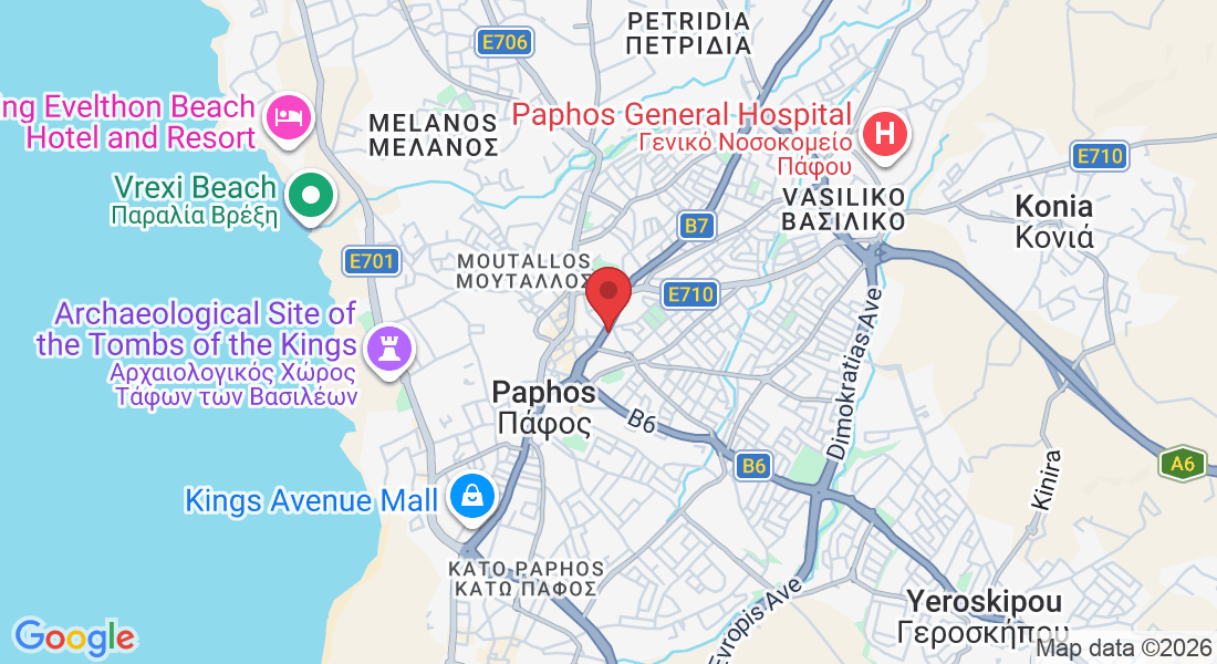 Evagora Pallikaridi 18, Pafos 8010, Cyprus