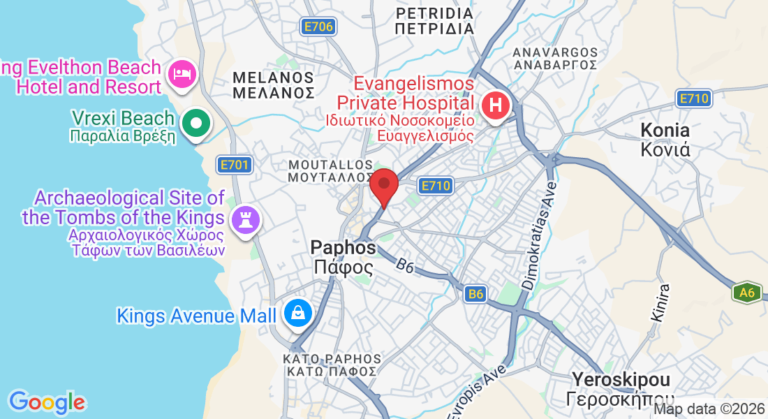 Evagora Pallikaridi 18, Pafos 8010, Cyprus