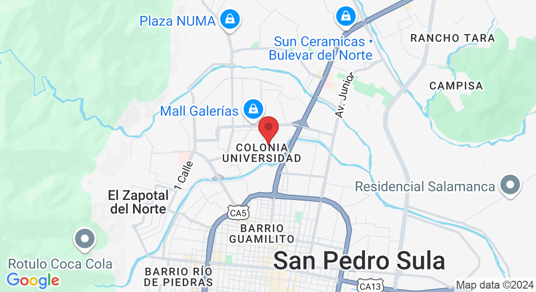GXGF+J5J 9 Avenida NO, 22 calle, circuito cerrado, 21102 San Pedro Sula, Cortés, Honduras