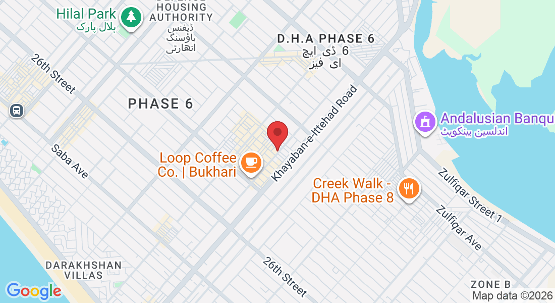 35-C Lane 6, D.H.A Phase 6 Bukhari Commercial Area Phase 6 Defence Housing Authority, Karachi, 75500, Pakistan