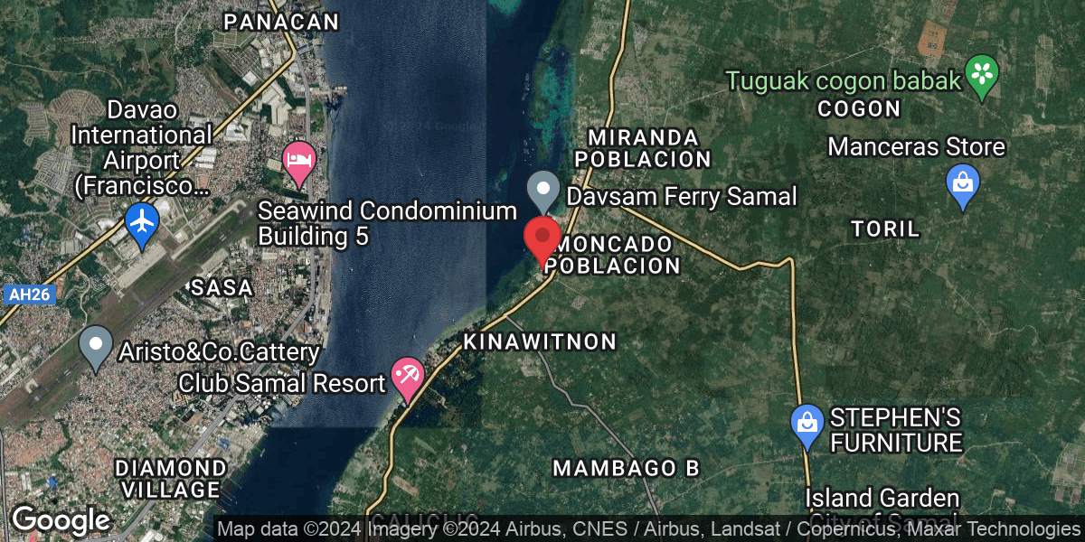 Brgy, District ( In front of Flying V, Babak, Island Garden City of Samal, 8100 Davao del Norte, Philippines