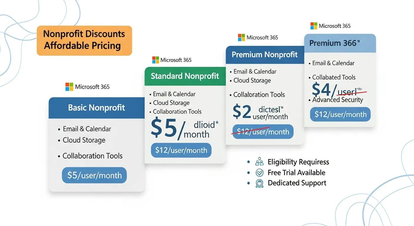Affordable Microsoft 365 nonprofit pricing tiers and discounts