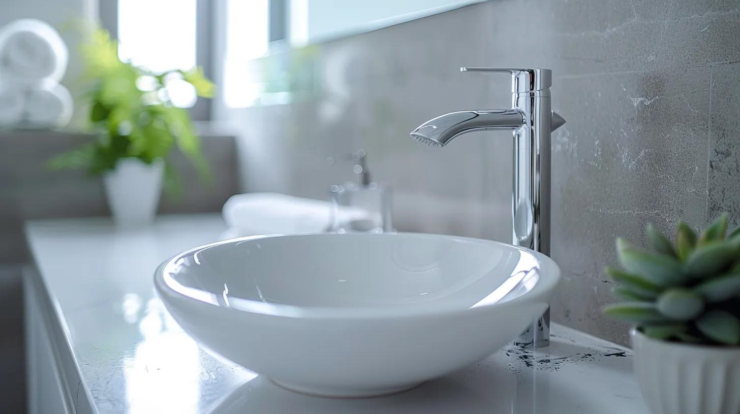 Prompt: A professional, eye-level architectural shot of a pristine, high-end American bathroom. The focus is on the sparkling chrome fixtures and a spotless white porcelain sink. Every surface, from the granite countertop to the glass mirror, is streak-free and reflecting bright, natural daylight from a nearby window. A single, small succulent sits neatly on the counter. No people, no clutter, zero soap scum. The atmosphere is clinical yet refreshing. 8k resolution, minimalist aesthetic, bright and airy.