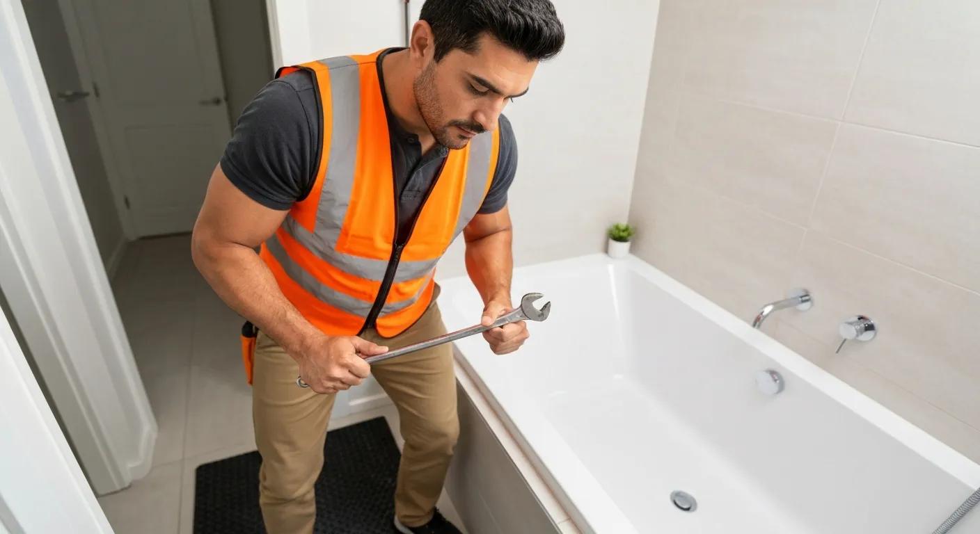 Professional plumber repairing a pipe in a residential setting, showcasing expertise in plumbing services