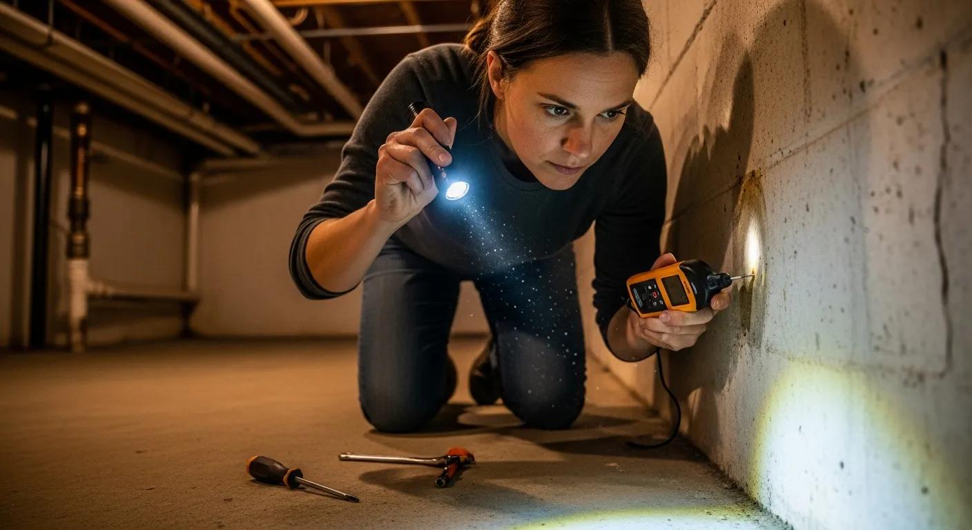 Homeowner checking for hidden water leaks