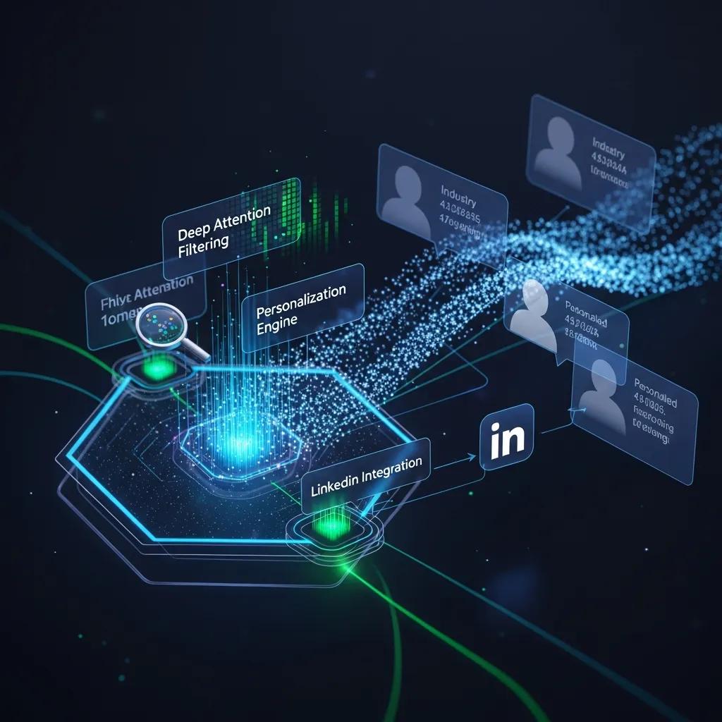 AI-driven lead generation process with deep attention filtering and personalization elements