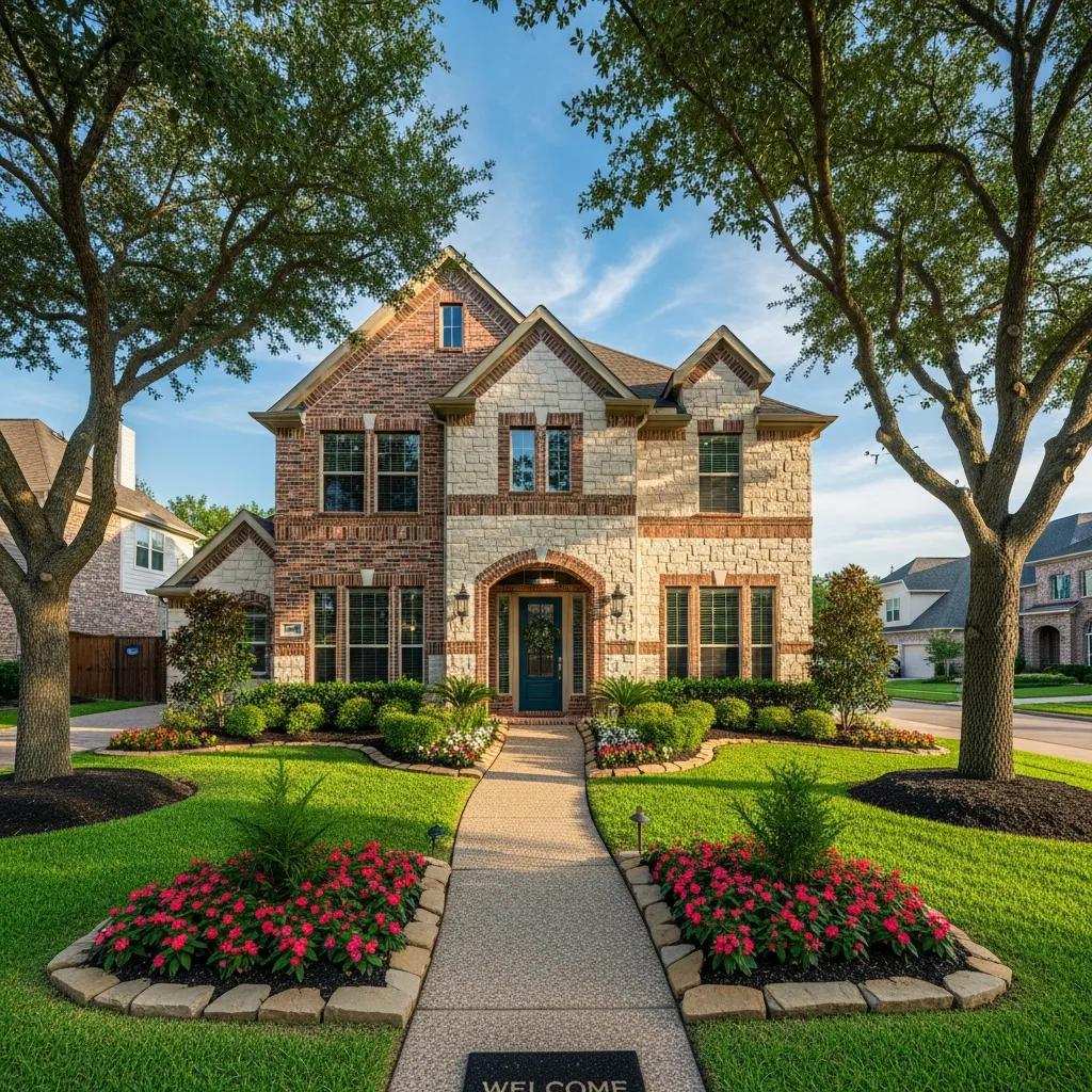 Beautiful home in The Woodlands, Texas, showcasing lush landscaping and inviting atmosphere