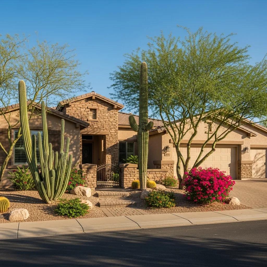 Beautiful Phoenix home exterior with desert landscaping, representing the home selling process
